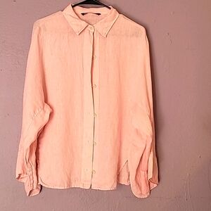 Zara Pink Boxy Long Sleeve Button Down Shirt
